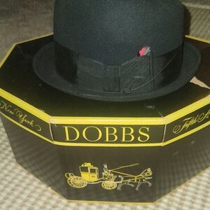 Vintage Black Dobbs Wool Fedora Hat
